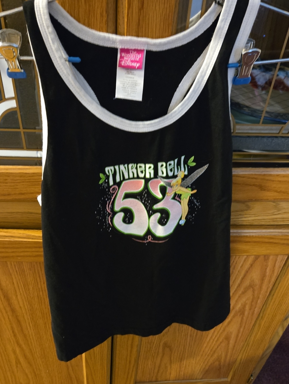 Tinker Bell Black Girls Or Womens  Tank Top with White Trim